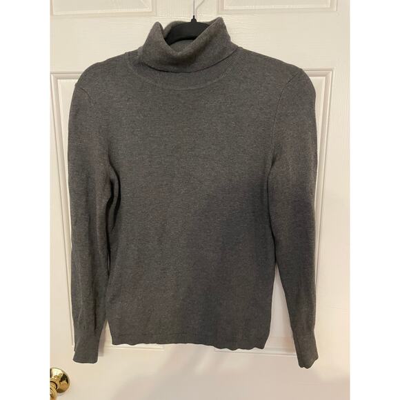 Talbots Womens Small Petite Turtle Neck Sweater Gray Long Sleeve Staple Solid - Picture 1 of 7